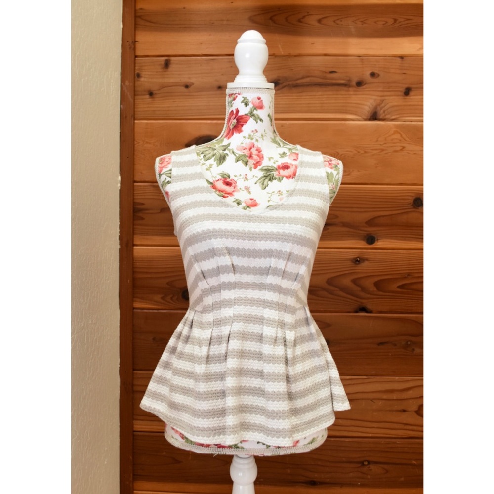 Anthropologie Deletta Stripe Peplum Top